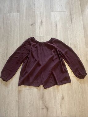 Aritzia Wilfred Burgundy 100% Silk Open-Back Blouse
